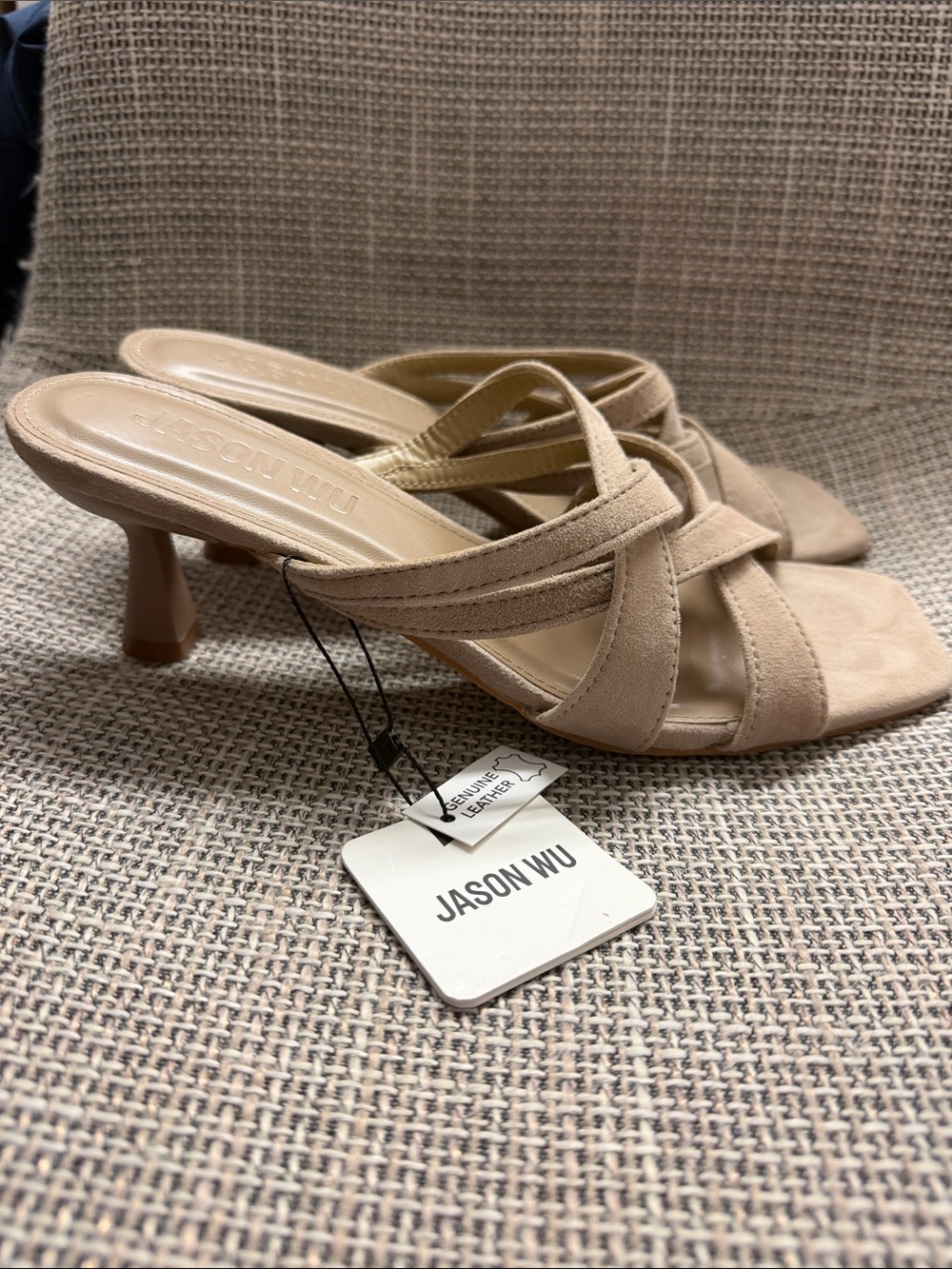 NWT Jason Wu Kims Taupe Suede Leather Heeled Sandals size 8.5 - Picture 2 of 3